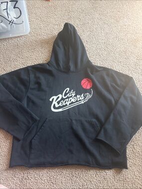 B73 YXL City Reapers Overtime Brand Raw-Edge Hoodie EUC